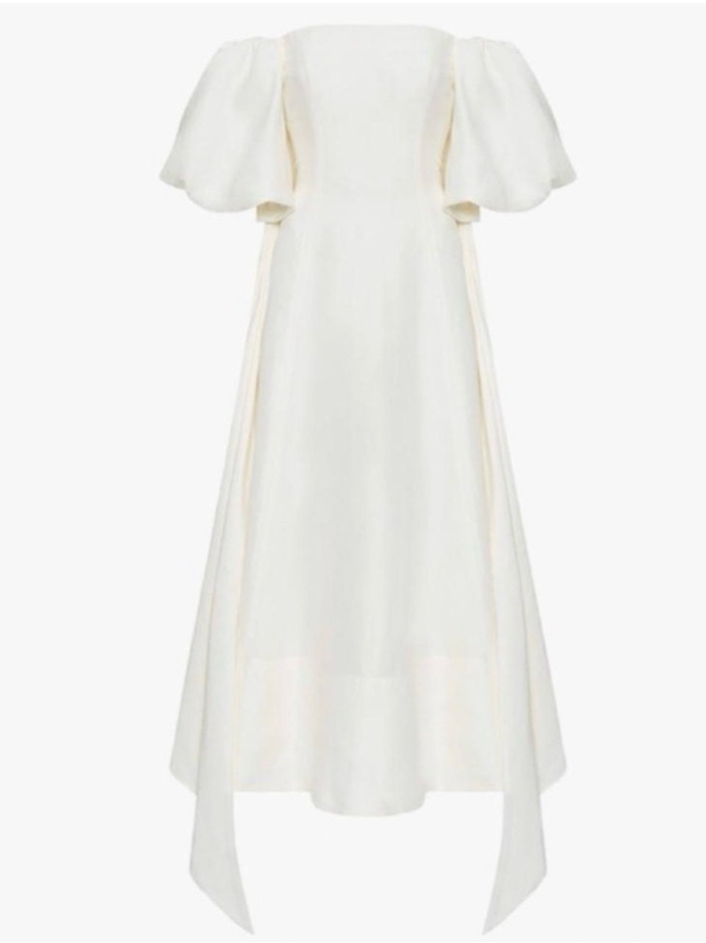 Aje Elegant White Midi Dress with Puff Sleeves